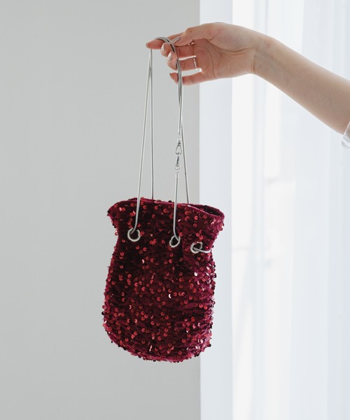 Kastane(カスタネ)の「【WEB限定カラー】ベロアスパンコールバッグ(ショルダーバッグ・レディース・ブラック/ブラウン/ブラウン系その他/バーガンディー・FREE)」の16枚目の写真