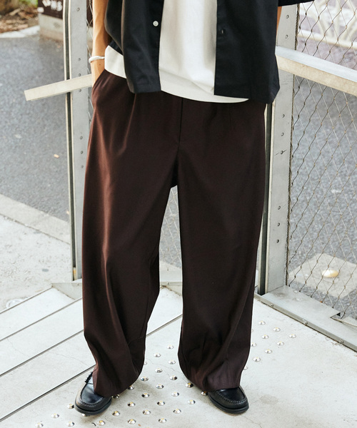 ジャーナルスタンダード ワイドテーパードパンツ スラックス ブラック JOURNAL STANDARD スラックス TRモダン ワイドスラックス メンズ