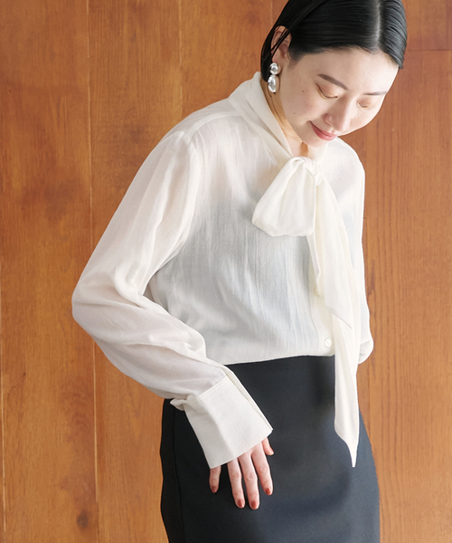 セール】ドビーサテンボウブラウス（シャツ/ブラウス）｜VERMEIL par