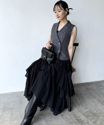 コットンシフォンティアードスカートを使った人気ファッション