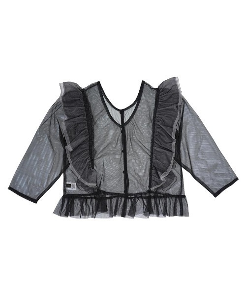 A BOND（アボンド）の「チュール2wayラッフルブラウス/おとな（シャツ/ブラウス・レディース・ラベンダー/ブラック・160cm）」の2枚目の写真