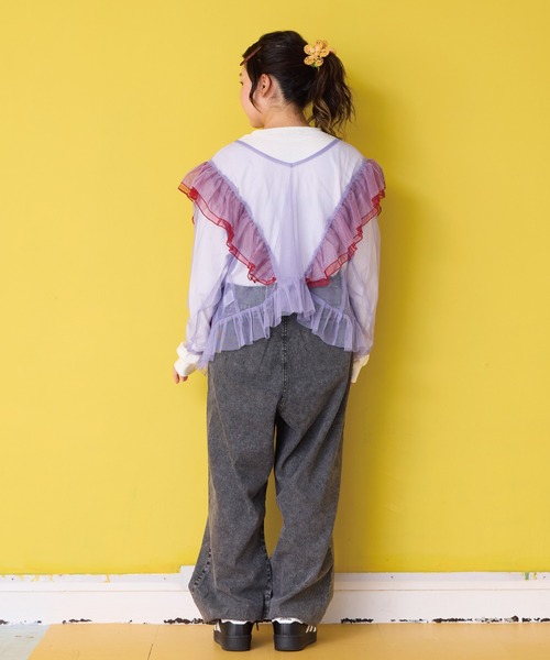 A BOND（アボンド）の「チュール2wayラッフルブラウス/おとな（シャツ/ブラウス・レディース・ラベンダー/ブラック・160cm）」の10枚目の写真