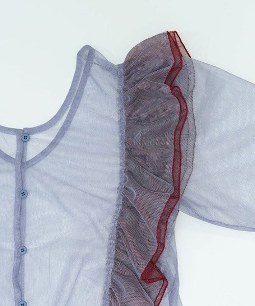 A BOND（アボンド）の「チュール2wayラッフルブラウス/おとな（シャツ/ブラウス・レディース・ラベンダー/ブラック・160cm）」の5枚目の写真