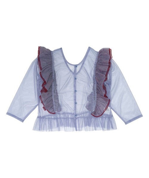 A BOND（アボンド）の「チュール2wayラッフルブラウス/おとな（シャツ/ブラウス・レディース・ラベンダー/ブラック・160cm）」の3枚目の写真