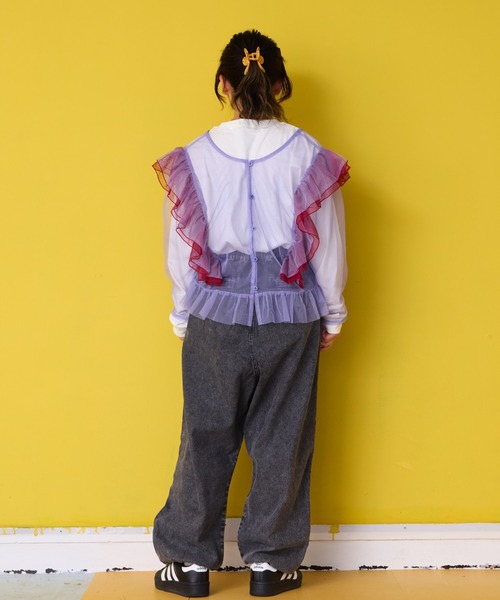 A BOND（アボンド）の「チュール2wayラッフルブラウス/おとな（シャツ/ブラウス・レディース・ラベンダー/ブラック・160cm）」の11枚目の写真