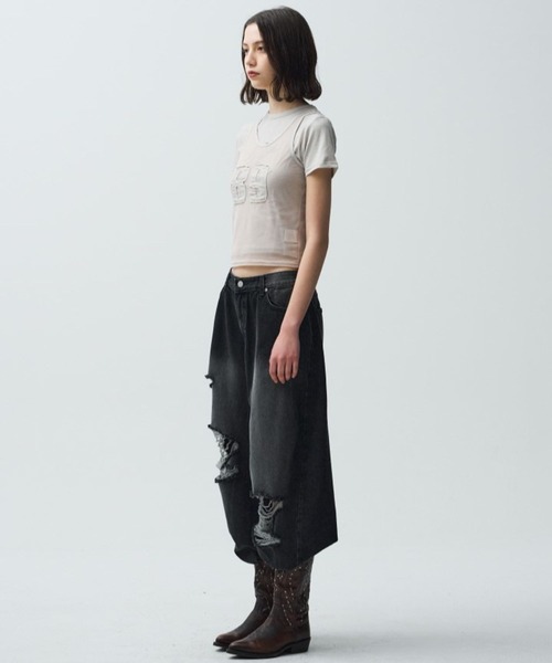 Midnight Move(ミッドナイトムーブ)の「Midnight Move/MESH SET T(Tシャツ/カットソー・レディース・ダークグレー/ピンク/ベージュ・FREE)」の10枚目の写真
