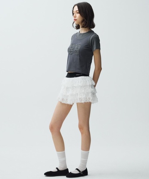 Midnight Move(ミッドナイトムーブ)の「Midnight Move/MESH SET T(Tシャツ/カットソー・レディース・ダークグレー/ピンク/ベージュ・FREE)」の8枚目の写真