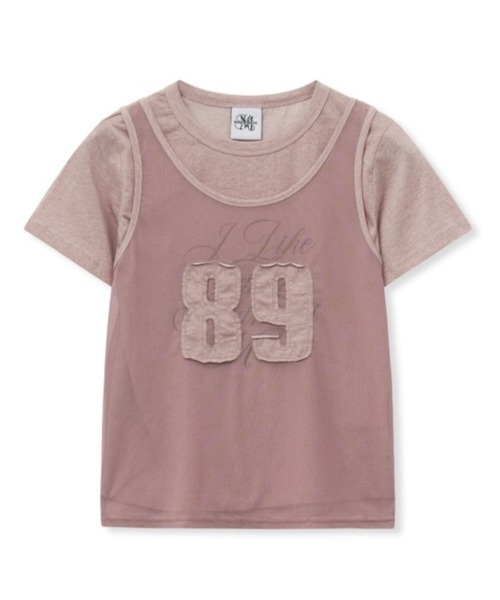 Midnight Move(ミッドナイトムーブ)の「Midnight Move/MESH SET T(Tシャツ/カットソー・レディース・ダークグレー/ピンク/ベージュ・FREE)」の15枚目の写真