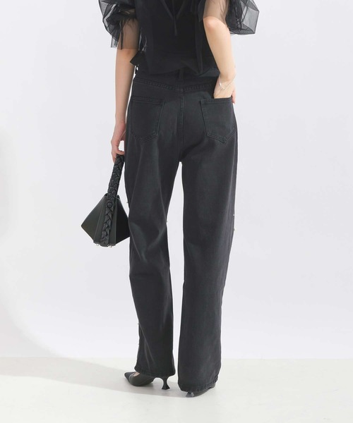 Lo-Fi(ローファイ)の「パール付きデニムパンツ(デニムパンツ・レディース・ブラック・L/M/S)」の4枚目の写真