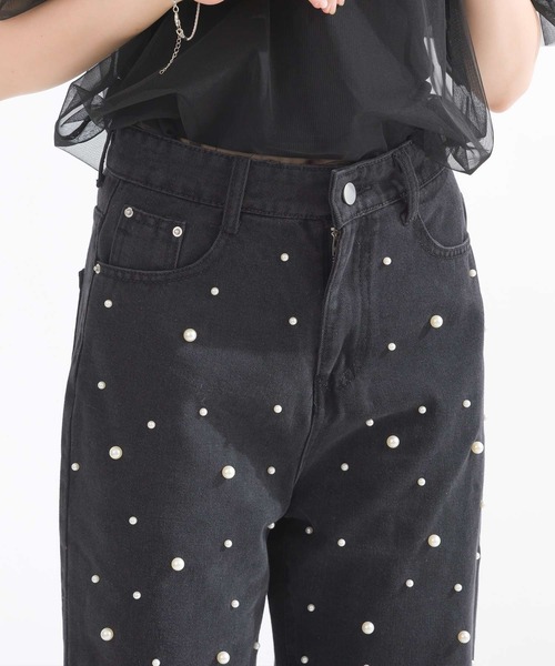 Lo-Fi(ローファイ)の「パール付きデニムパンツ(デニムパンツ・レディース・ブラック・L/M/S)」の10枚目の写真