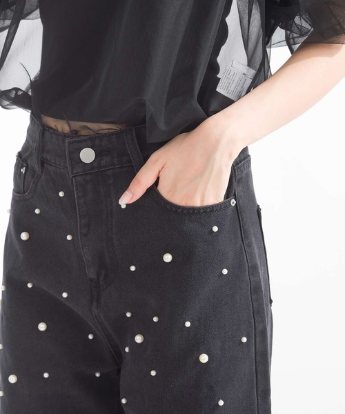 Lo-Fi(ローファイ)の「パール付きデニムパンツ(デニムパンツ・レディース・ブラック・L/M/S)」の12枚目の写真