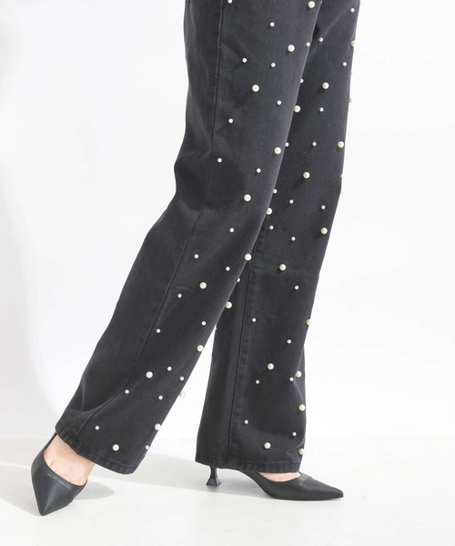 Lo-Fi(ローファイ)の「パール付きデニムパンツ(デニムパンツ・レディース・ブラック・L/M/S)」の13枚目の写真