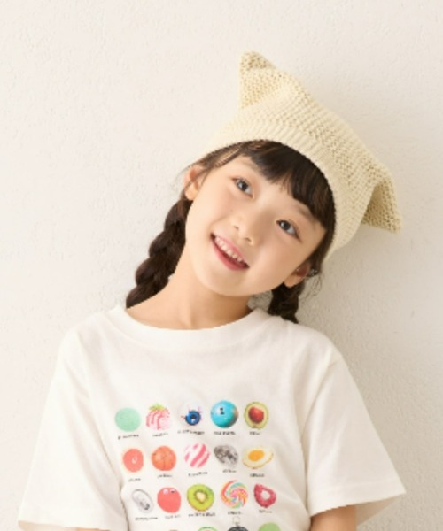 CIAOPANIC TYPY（チャオパニックティピー）の「【24AW新作】【KIDS】ネコ耳メッシュビーニー（ニットキャップ/ビーニー・キッズ・ブラック/オフホワイト/グレー・ONE SIZE）」の2枚目の写真