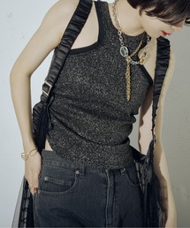 Ezick | Tulle line シャイニーカップ付きタンク(タンクトップ)