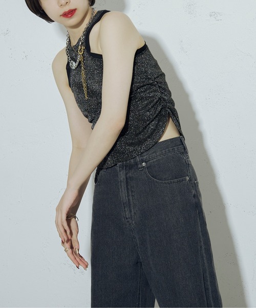 Ezick（エジック）の「Tulle line シャイニーカップ付きタンク（タンクトップ・レディース・シルバー/ブラック・FREE）」の17枚目の写真