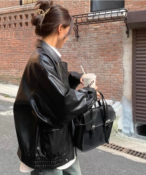 セール】ゆるっと可愛いオーバーサイズ ライダースジャケット