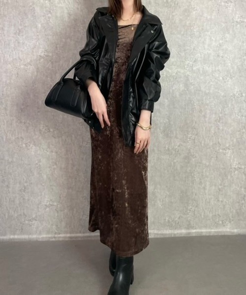 H.TOKYO（エイチトウキョウ）の「豊富なサイズ展開 ソフトな質感が魅力のライダースブルゾン（ブルゾン・レディース・ブラック/ブラウン・MEDIUM/LARGE/X-LARGE/XX-LARGE）」の12枚目の写真