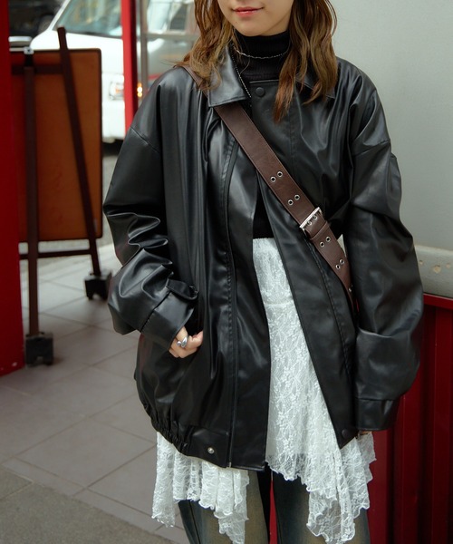 SLY（スライ）の「FAUX LEATHER ZIP UP BZ フォー レザー ジップ