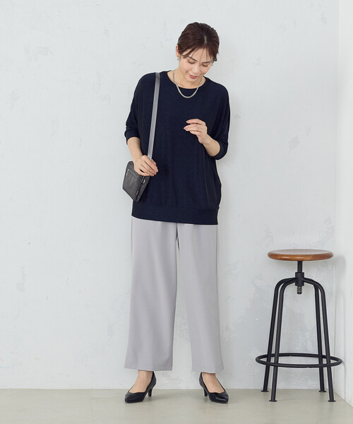 COMME CA MODELS(コムサモデルズ)の「【美しいベーシックパンツ】ポリエステルレーヨン ストレッチワイドパンツ(その他パンツ・レディース・チャコールグレー/グレー系その他/ライトグレー/ブラック・X-SMALL/X-LARGE/LARGE/MEDIUM/SMALL)」の8枚目の写真