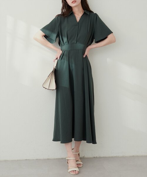 希少　美品　Yves Saint Laurent ワンピース　スキッパー　フレア スキッパー衿フレア袖ワンピース | natural couture(ナチュラル