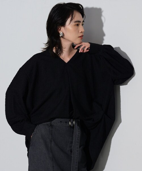 GALLEST（ギャレスト）の「◆ジャカードフォルムブラウス（シャツ/ブラウス・レディース・アイボリー/ブラック/ブルー系その他・34/38）」の3枚目の写真