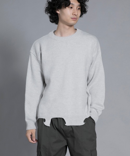 aimoha（アイモハ）の「aimoha men Edgy Distressed Hem Sweater（ニット/セーター・メンズ・ブラック/ホワイト/ライトグレー・MEDIUM/LARGE/X-LARGE/XX-LARGE/XXX-LARGE）」の19枚目の写真