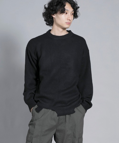 aimoha（アイモハ）の「aimoha men Edgy Distressed Hem Sweater（ニット/セーター・メンズ・ブラック/ホワイト/ライトグレー・MEDIUM/LARGE/X-LARGE/XX-LARGE/XXX-LARGE）」の8枚目の写真