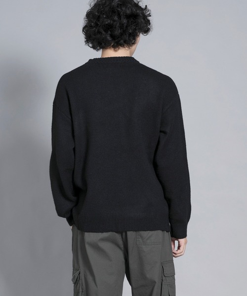 aimoha（アイモハ）の「aimoha men Edgy Distressed Hem Sweater（ニット/セーター・メンズ・ブラック/ホワイト/ライトグレー・MEDIUM/LARGE/X-LARGE/XX-LARGE/XXX-LARGE）」の11枚目の写真
