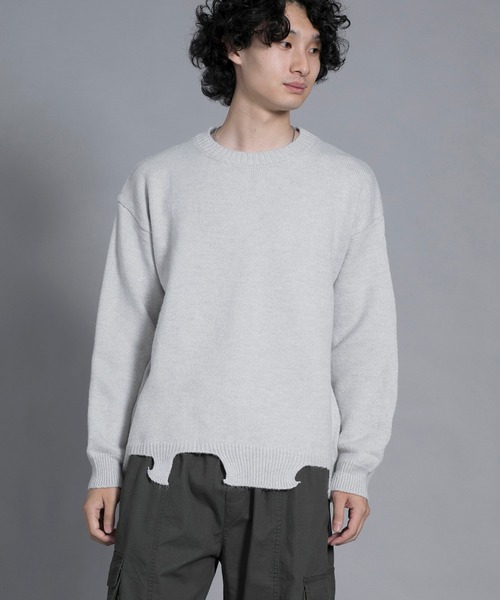 aimoha（アイモハ）の「aimoha men Edgy Distressed Hem Sweater（ニット/セーター・メンズ・ブラック/ホワイト/ライトグレー・MEDIUM/LARGE/X-LARGE/XX-LARGE/XXX-LARGE）」の13枚目の写真