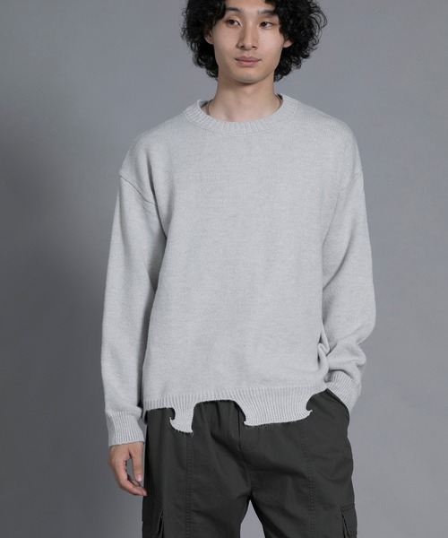 aimoha（アイモハ）の「aimoha men Edgy Distressed Hem Sweater（ニット/セーター・メンズ・ブラック/ホワイト/ライトグレー・MEDIUM/LARGE/X-LARGE/XX-LARGE/XXX-LARGE）」の15枚目の写真