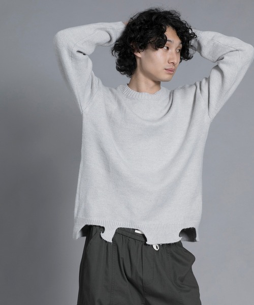 aimoha（アイモハ）の「aimoha men Edgy Distressed Hem Sweater（ニット/セーター・メンズ・ブラック/ホワイト/ライトグレー・MEDIUM/LARGE/X-LARGE/XX-LARGE/XXX-LARGE）」の17枚目の写真