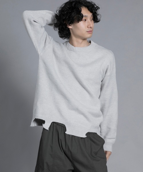 aimoha（アイモハ）の「aimoha men Edgy Distressed Hem Sweater（ニット/セーター・メンズ・ブラック/ホワイト/ライトグレー・MEDIUM/LARGE/X-LARGE/XX-LARGE/XXX-LARGE）」の18枚目の写真