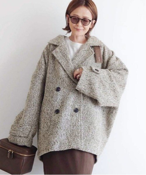 クロエ　未使用に近い美品　モヘア　バージンウール　ヘリンボーンピーコート