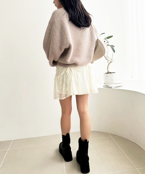one after another NICE CLAUP（ワンアフターアナザーナイスクラップ）の「【WEB限定商品】ビジューリボンカラフルフェザーカーディガン（カーディガン/ボレロ・レディース・ピンク/ベージュ/アイボリー/ブルーグレー/ピンク系その他・FREE）」の19枚目の写真