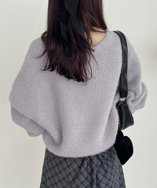 one after another NICE CLAUP（ワンアフターアナザーナイスクラップ）の「【WEB限定商品】ビジューリボンカラフルフェザーカーディガン（カーディガン/ボレロ・レディース・ピンク/ベージュ/アイボリー/ブルーグレー/ピンク系その他・FREE）」の9枚目の写真