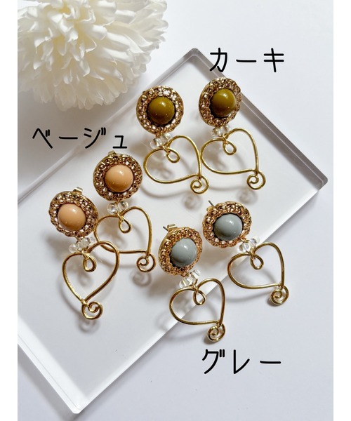 tone（トーン）の「【YM】アンティーク×ニュアンス感ハート　チタンピアス（MA）（ピアス（両耳用）・レディース・グレー/カーキ/ベージュ・FREE）」の6枚目の写真