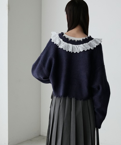 キャバン マキシ丈 ニットワンピース ブラック 編み込み メッシュ  