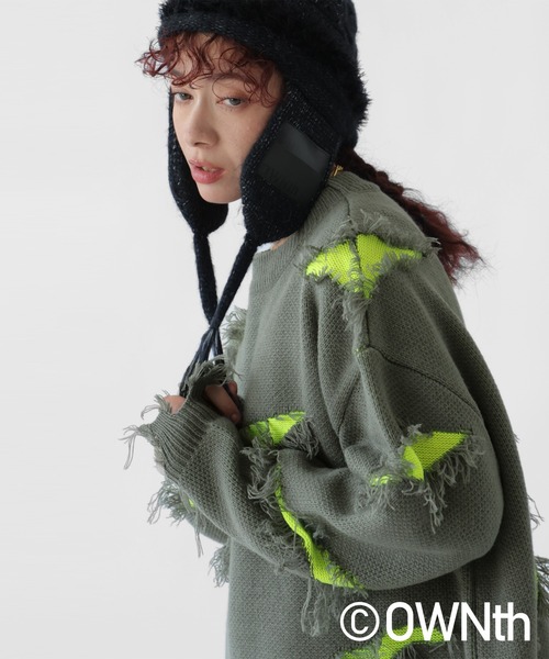 OWNth（オンス）の「スラッシュダメージデザインニットトップス（ニット/セーター・レディース・ブラック/ブルー/グレー・ONESIZE）」の15枚目の写真