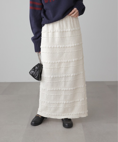 FREE'S MART(フリーズマート)の「◆ぽこぽこIラインスカート(スカート・レディース・ホワイト/ブラック/レッド・FREE)」の2枚目の写真