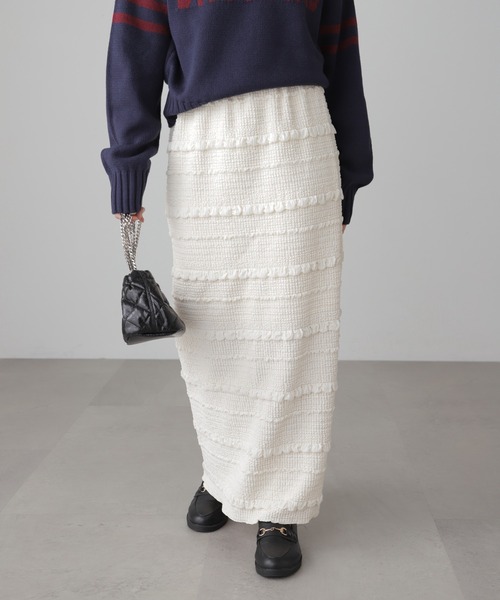 FREE'S MART(フリーズマート)の「◆ぽこぽこIラインスカート(スカート・レディース・ホワイト/ブラック/レッド・FREE)」の5枚目の写真