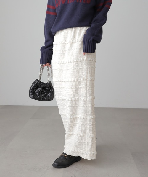 FREE'S MART(フリーズマート)の「◆ぽこぽこIラインスカート(スカート・レディース・ホワイト/ブラック/レッド・FREE)」の6枚目の写真