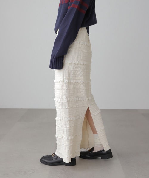 FREE'S MART(フリーズマート)の「◆ぽこぽこIラインスカート(スカート・レディース・ホワイト/ブラック/レッド・FREE)」の7枚目の写真