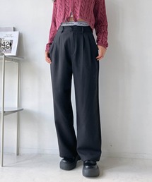 AS KNOW AS plus（アズノゥアズプラス）の「◇重ね着風ロゴハイウエストワイドパンツ（スラックス）」
