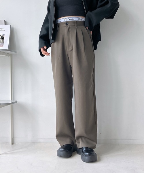 AS KNOW AS plus（アズノゥアズプラス）の「◇重ね着風ロゴハイウエストワイドパンツ（スラックス・レディース・カーキ/ブラック/グレー・FREE）」の18枚目の写真