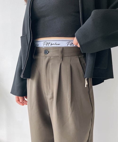 AS KNOW AS plus（アズノゥアズプラス）の「◇重ね着風ロゴハイウエストワイドパンツ（スラックス・レディース・カーキ/ブラック/グレー・FREE）」の21枚目の写真