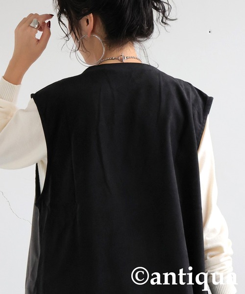 antiqua(アンティカ)の「ニュアンス柄ジレ(ベスト・レディース・ブラック・ONESIZE)」の3枚目の写真
