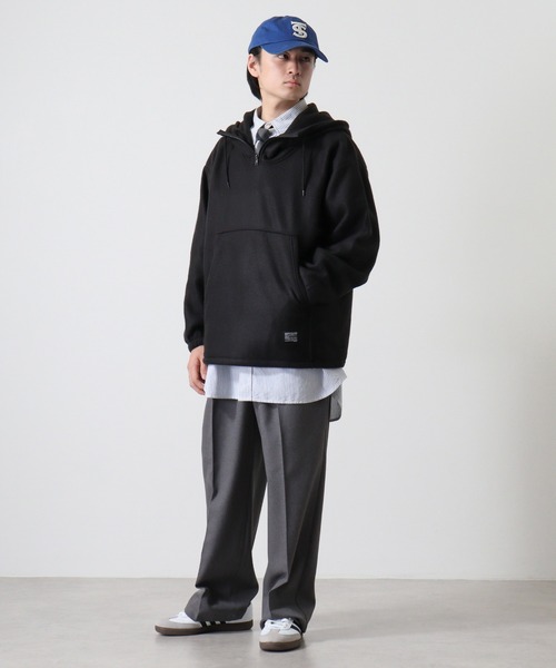 FUNALIVE（ファンアライブ）の「両面起毛オーバーサイズ アノラックパーカー（パーカー・メンズ・スミクロ/ライトカーキ/ブラック/杢グレー・M/L/LL）」の14枚目の写真