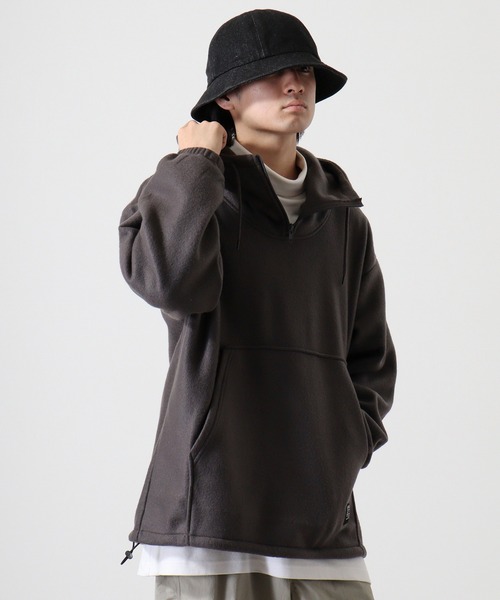 FUNALIVE（ファンアライブ）の「両面起毛オーバーサイズ アノラックパーカー（パーカー・メンズ・スミクロ/ライトカーキ/ブラック/杢グレー・M/L/LL）」の10枚目の写真