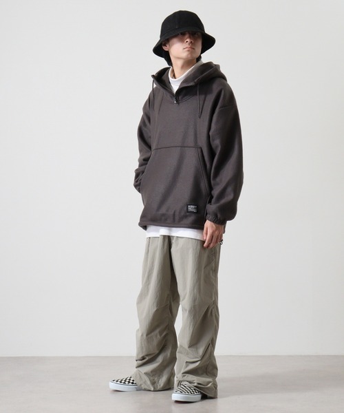 FUNALIVE（ファンアライブ）の「両面起毛オーバーサイズ アノラックパーカー（パーカー・メンズ・スミクロ/ライトカーキ/ブラック/杢グレー・M/L/LL）」の9枚目の写真