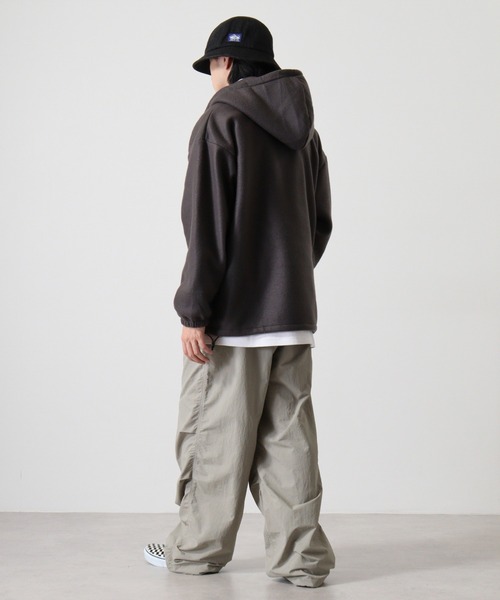 FUNALIVE（ファンアライブ）の「両面起毛オーバーサイズ アノラックパーカー（パーカー・メンズ・スミクロ/ライトカーキ/ブラック/杢グレー・M/L/LL）」の8枚目の写真